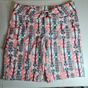 Shredly Womens MTB Mountain Bike Shorts Size 8‎ Geometric Coral Teal Made in USA